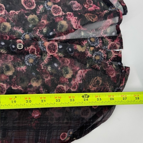 ABS Allen Schwartz Sheer Floral Long Sleeve Button Up Blouse - Picture 8 of 9